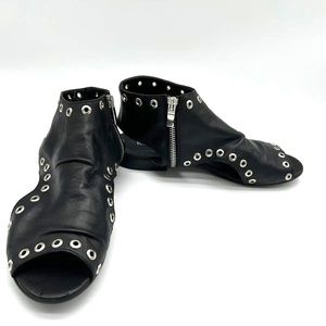 Ron White Black Italian Leather Sandals Size 39